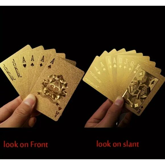 Gold Foil Playing Cards Men's Fathers Day Gift Waterproof - Picture 1 of 5